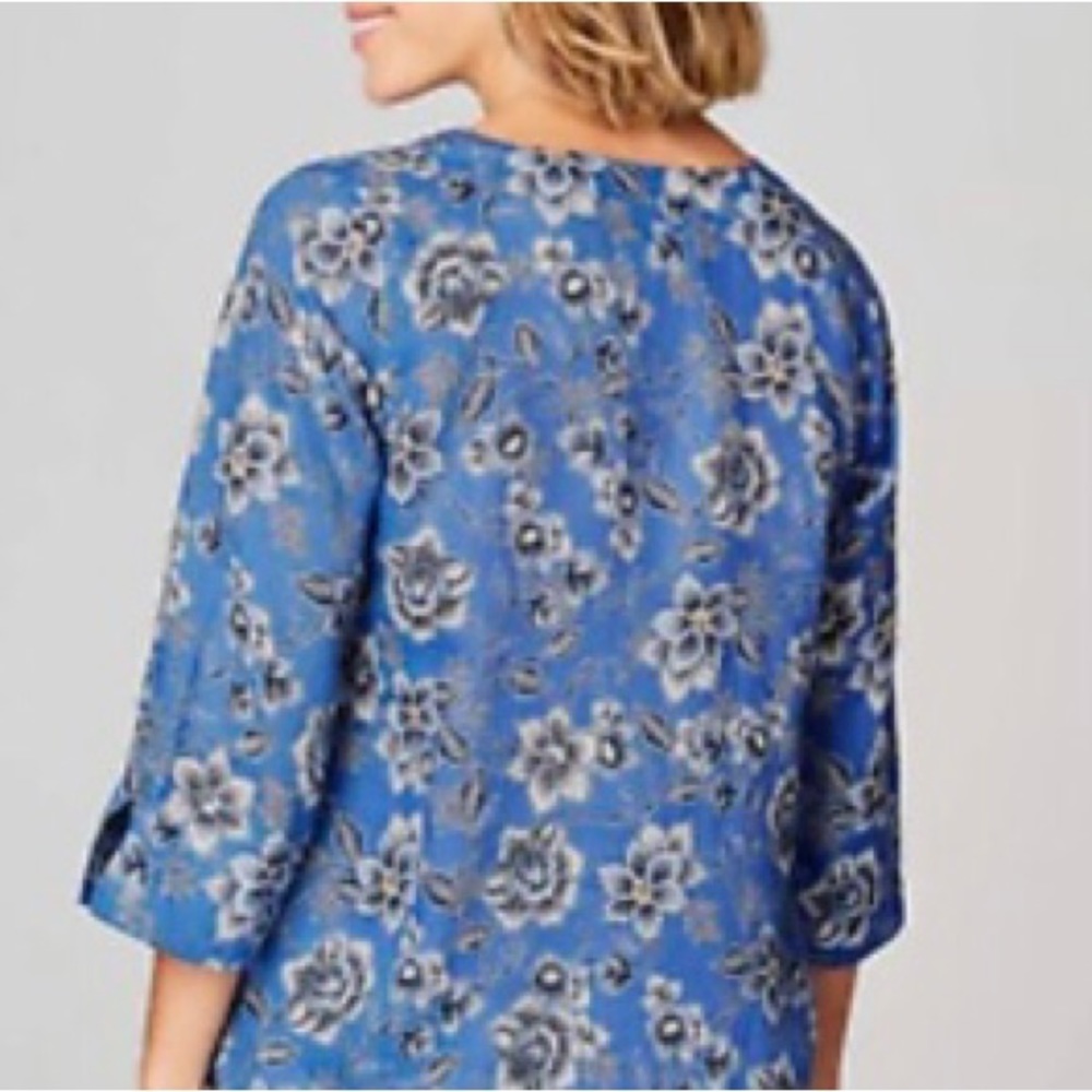 J. Jill Love Linen Floral Blouse Top